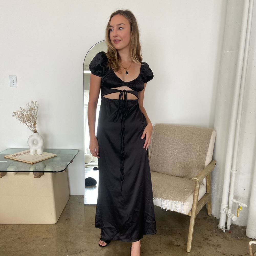 Satin Cut-Out Maxi Dress